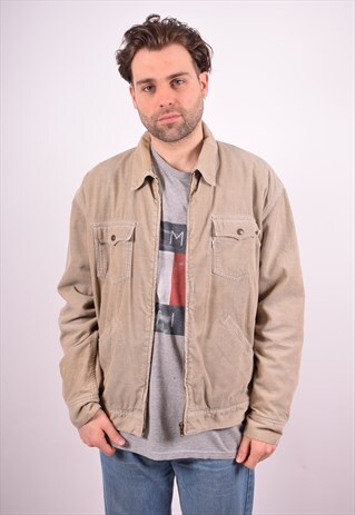 LEVI'S MENS VINTAGE CORDUROY JACKET XL BEIGE 90S