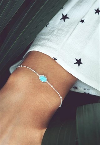 BLUE OPAL STERLING SILVER BRACELET - YASMIN