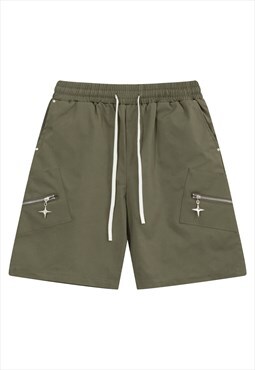 Extreme zippers utility shorts premium gorpcore pants green