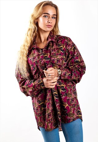 VINTAGE PATTERNED SILK SHIRT S672