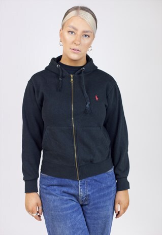VINTAGE POLO RALPH LAUREN BLACK HOODIE