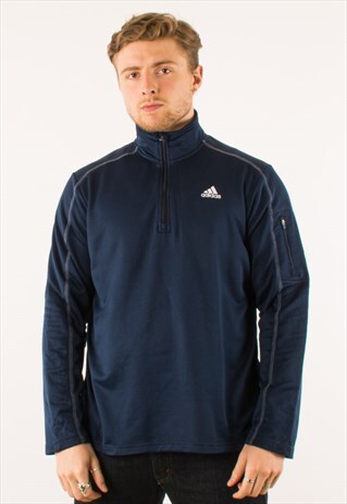 VINTAGE BLUE ADIDAS QUARTER ZIP