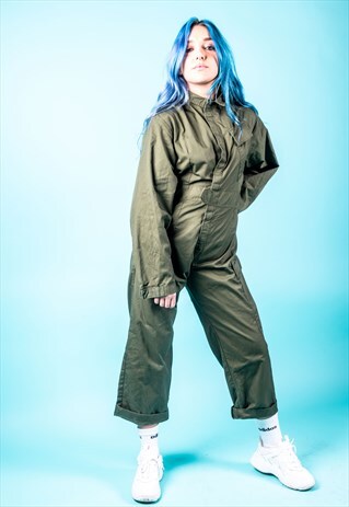 VINTAGE BOILERSUIT IN OLIVE GREEN