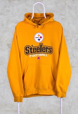 Vintage NFL Pittsburgh Steelers Yellow Hoodie Medium
