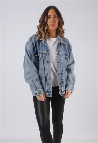 DENIM JACKET OVERSIZED FITTED NINETY VINTAGE UK 16 (CW3V)