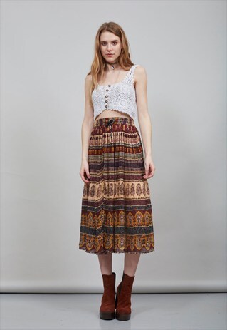 FESTIVAL MINI BOHO 70'S INDIAN SKIRT