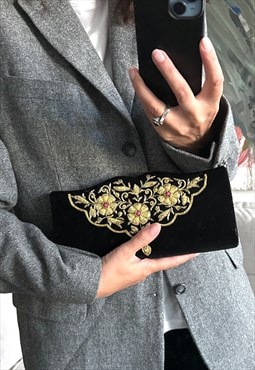 Beaded Gold Flower Glam Purse / Clutch