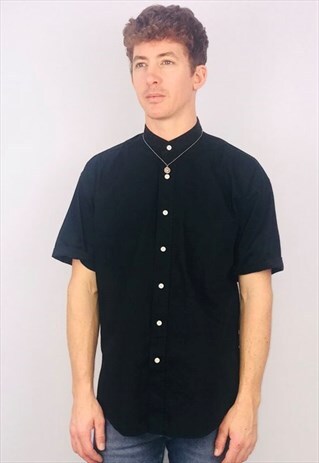 VINTAGE OVERSIZED GRANDAD COLLAR SHIRT