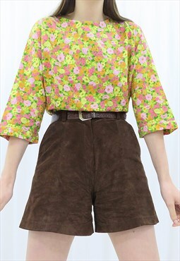 70s Vintage Multicoloured Floral Shirt Blouse
