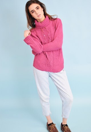 90'S RETRO GRUNGE KNITTED ROLLNECK JUMPER TOP