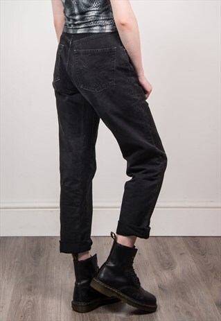 VINTAGE 90'S BLACK DENIM HIGH WAIST MOM JEANS