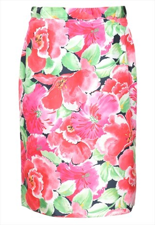 BEYOND RETRO VINTAGE FLORAL PRINT PENCIL SKIRT - S