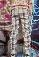 RETRO PRINT JOGGERS CHECK PANTS Y2K CHESS OVERALLS IN BLUE