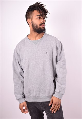 NAUTICA MENS VINTAGE SWEATSHIRT JUMPER LARGE GREY 90S