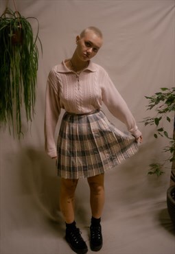 Vintage woolen pastel tartan mini skirt