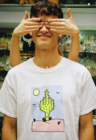 CHEEKY CACTUS SML WHITE TEE