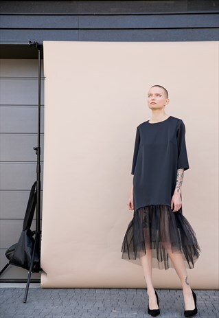 BLACK TULLE DRESS, ELEGANT DRESS, TUTU, BLACK DRESS