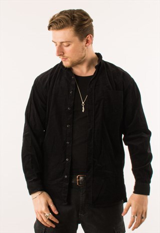 VINTAGE 90S BLACK CORDUROY SHIRT LARGE