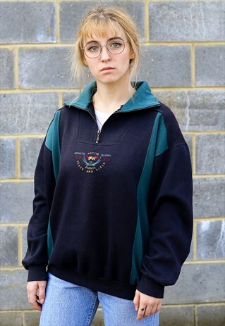 RETRO 90'S HALF ZIP EMBROIDERED FLEECE