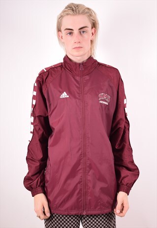ADIDAS MENS VINTAGE JACKET LARGE MAROON 90S
