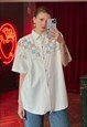  SHORT SLEEVE EMBROIDERED SHIRT WITH PATCHWORK