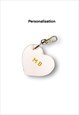 Love heart KEY chain CLIP white personalised 