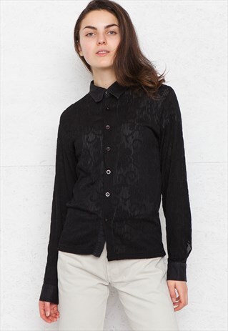 VINTAGE BLACK EDDIE TIGGER LONG SLEEVE SEE THROUGH SHIRT