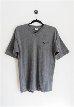 Vintage Nike Grey V Neck Short Sleeve Plain T-Shirt