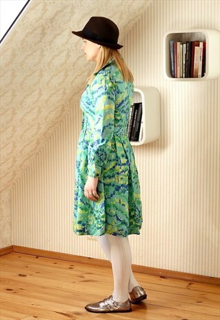 BRIGHT GREEN BLUE AND YELLOW DRESS
