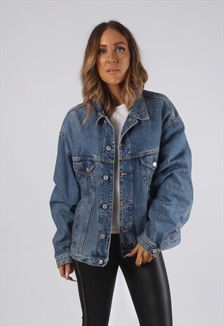 VINTAGE DENIM JACKET OVERSIZED FITTED UK 18 XXL (JR3J)