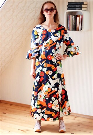 BRIGHT COLORFUL FLORAL MAXI DRESS