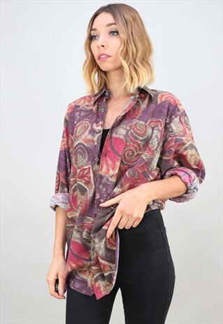 VINTAGE OVERSIZED LONG SLEEVE PATTERNED SHIRT