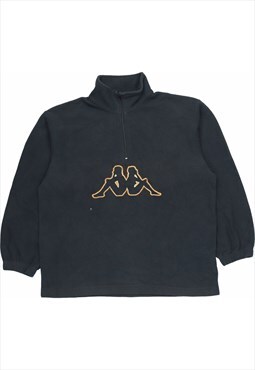 Kappa 90's Quarter Zip Fleece Sweatshirt Medium Black