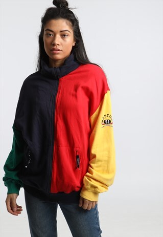 90S NAUTICA BLOCK COLOUR ZIPPED SWEATSHIRT