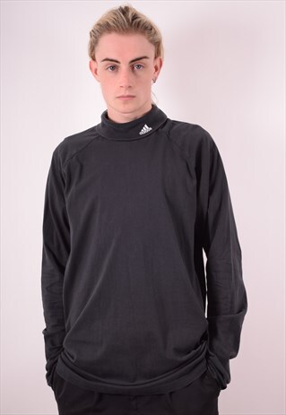 ADIDAS MENS VINTAGE TOP LONG SLEEVE XXXL BLACK 90S