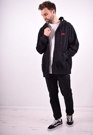 THE NORTH FACE MENS VINTAGE HOODIE JACKET XL BLACK 90'S
