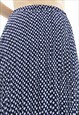 80S VINTAGE NAVY PLEATED POLKA DOT MIDI SKIRT