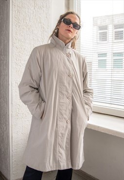 Vintage 80's Beige High Collar Coat