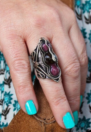 ADJUSTABLE AMETHYST MORANO GLASS RING