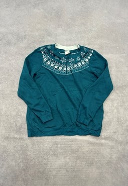 Vintage Sweatshirt Cottagecore Abstract Patterned Jumper