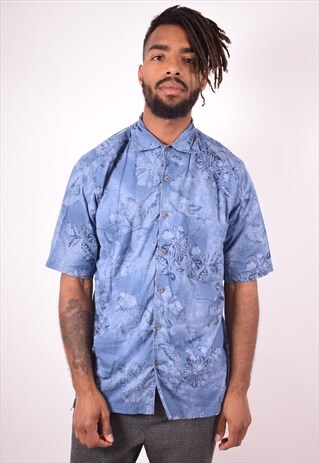 ZEGNA SPORT MENS VINTAGE SHIRT LARGE BLUE 90S