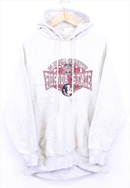 Vintage Florida State Hoodie Grey Marl With Sports Graphic 