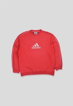Vintage 90s Adidas Embroidered Logo Sweatshirt in Red