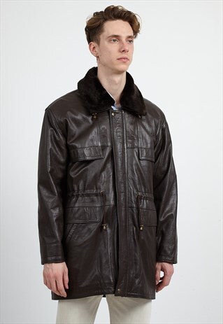 VINTAGE DARK BROWN LEATHER JACKET