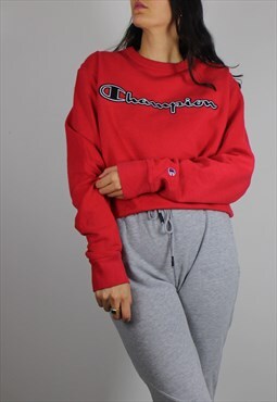 Vintage Champion Sweatshirt Jumper w Spell Out Logo Front