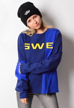 BLUE COLOUR BLOCK SWEDISH OLYMPIC SWEATSHIRT