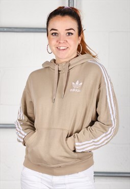 Vintage Adidas Hoodie in Beige Pullover Lounge Jumper UK 6