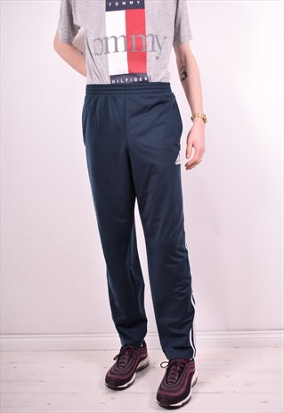 ADIDAS MENS VINTAGE TRACKSUIT TROUSERS W38 L32 GREY 90'S