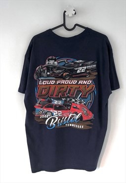 Gildan Bristol nascar navy blue graphic T-shirt large 