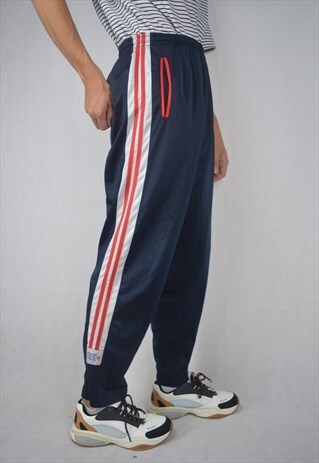 VINTAGE BLUE STRIPED RAVE SPORTS JOGGERS